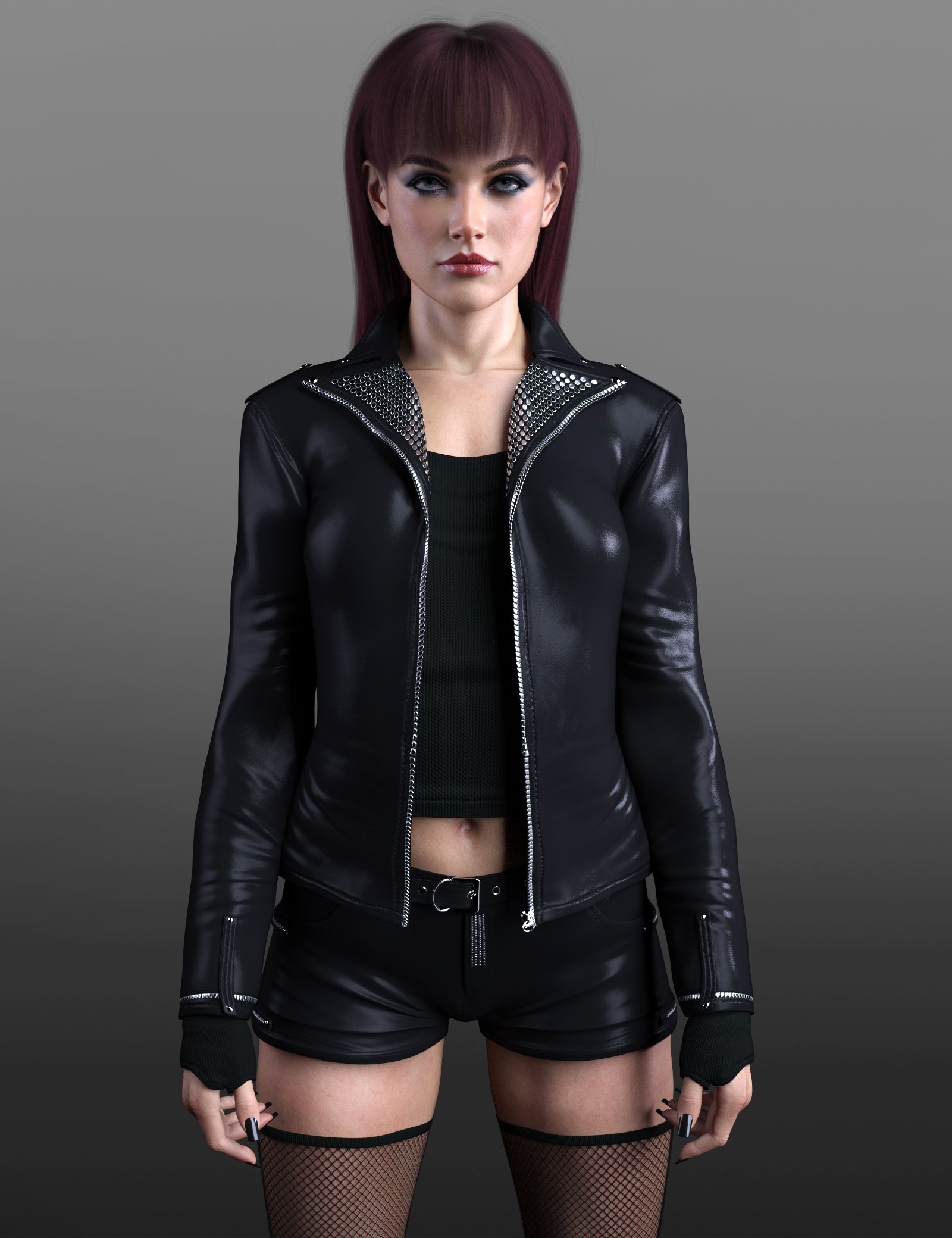 X-Fashion Punk Leather Outfit Genesis 9 by: xtrart-3d, 3D Models by Daz 3D