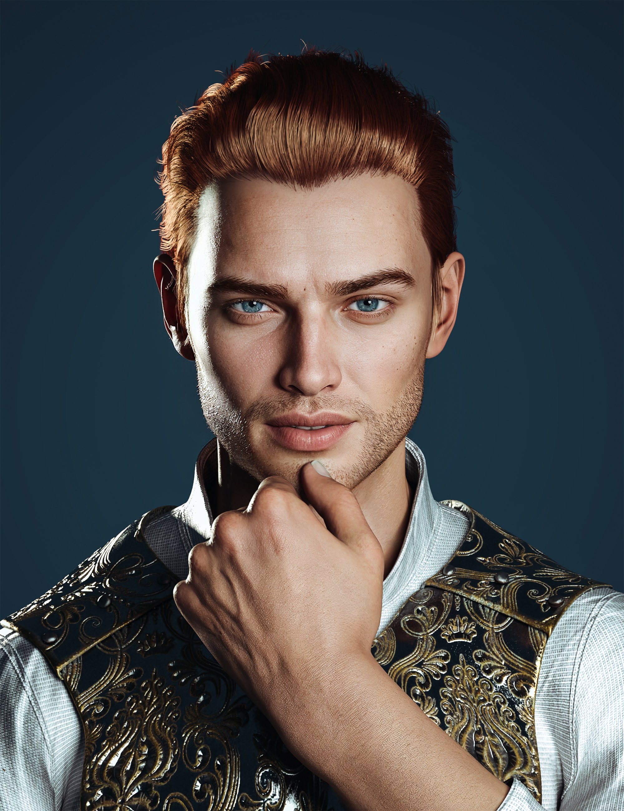 HS Ethan Bold Hair For Genesis 9, 8, and 8.1 Male by: Hair Studio, 3D Models by Daz 3D