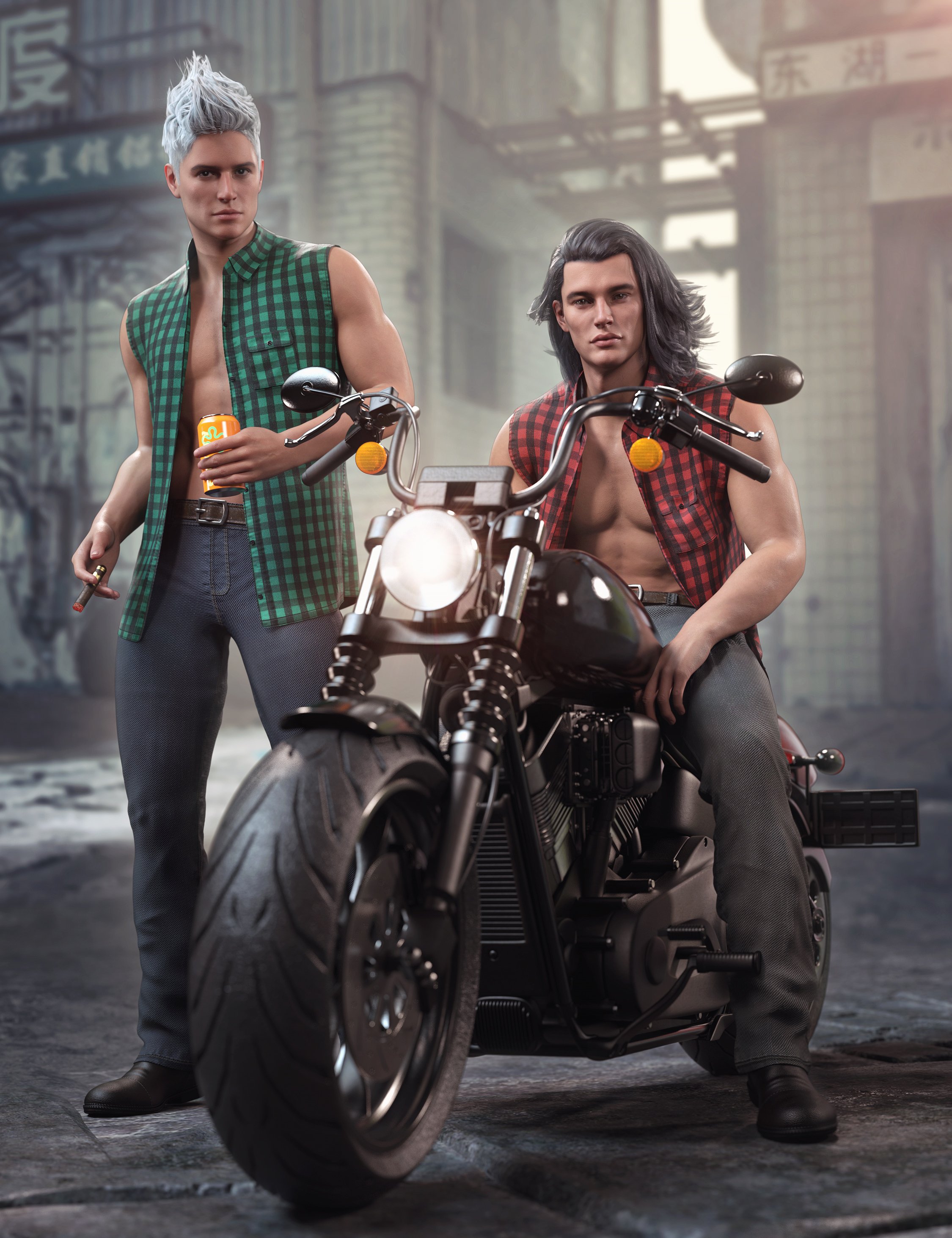 dforce Street Outfit for Genesis 9, 8.1 and 8 Male by: Dreamcatcher, 3D Models by Daz 3D