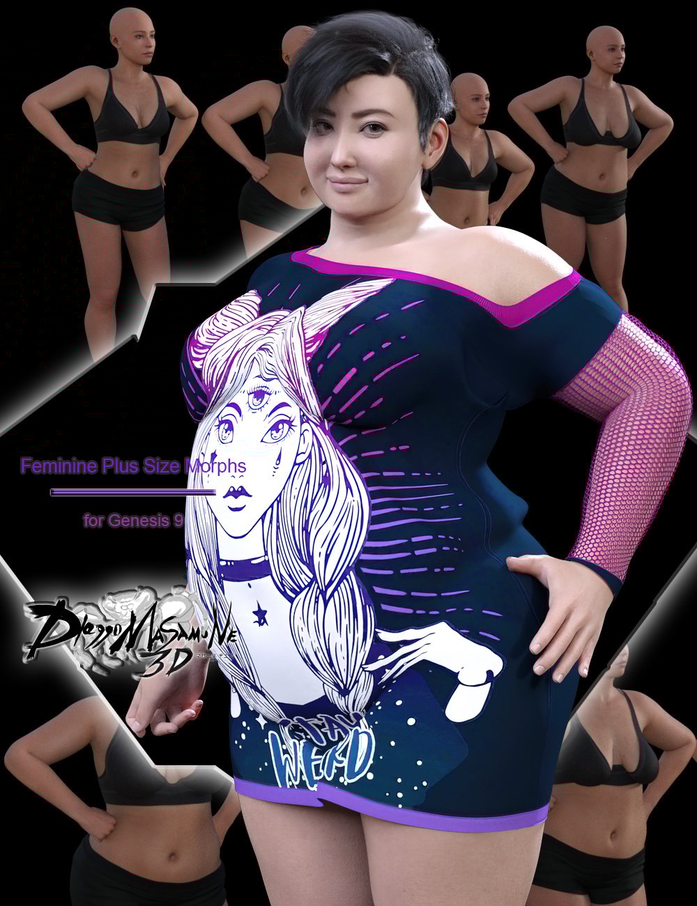 Feminine Plus Size Morphs for Genesis 9 by: Dieggo Masamune, 3D Models by Daz 3D
