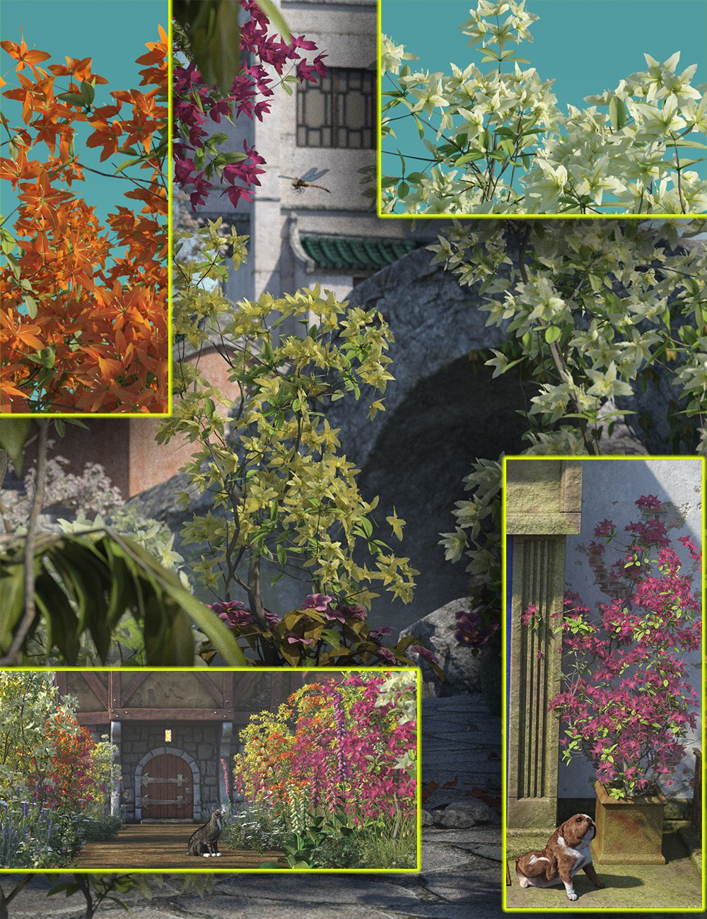 Flowering Deciduous Azalea Bushes by: MartinJFrost, 3D Models by Daz 3D