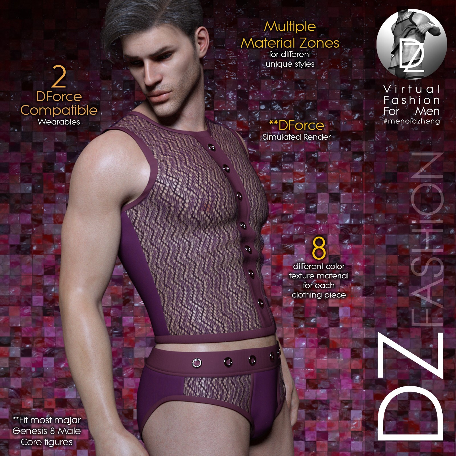 DZ G8M UnderGear Set 19 by: DZheng, 3D Models by Daz 3D