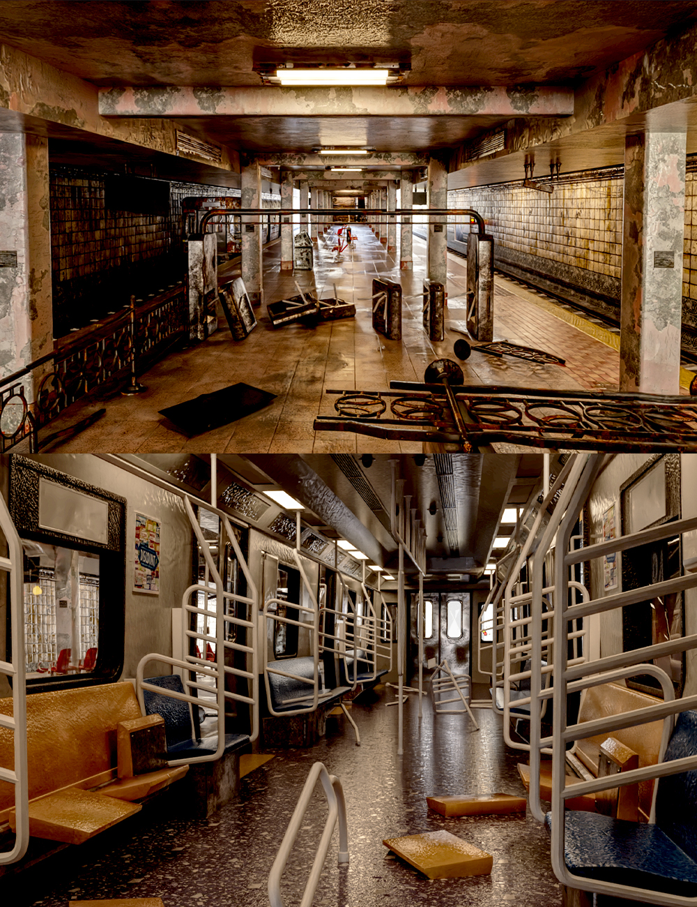 Ruined Subway Metro Station by: bituka3d, 3D Models by Daz 3D
