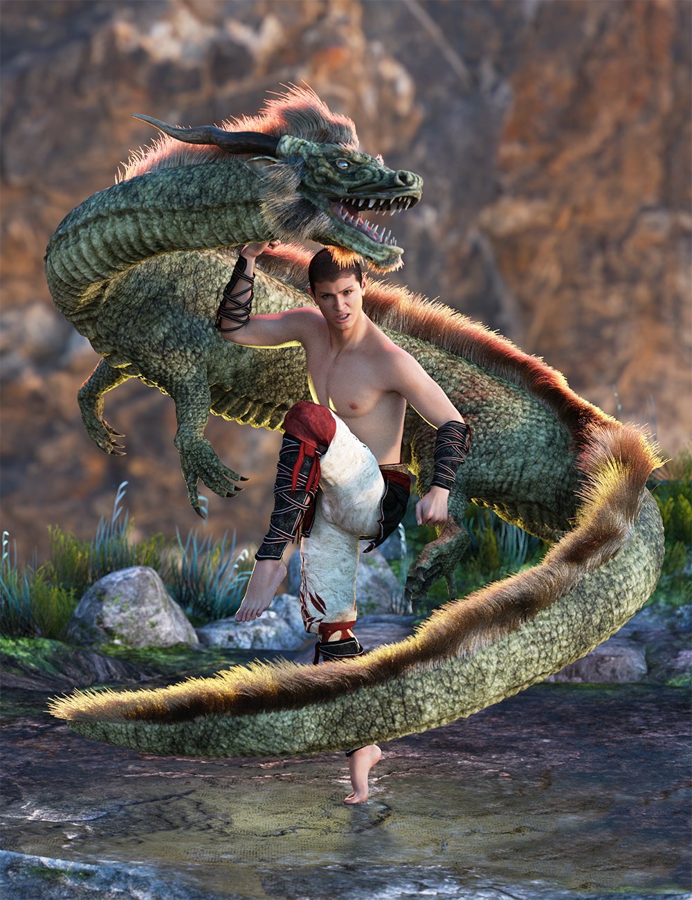 Eastern Partners Poses for Genesis 9 and the RA Royal Eastern Dragon 2 by: Ensary, 3D Models by Daz 3D