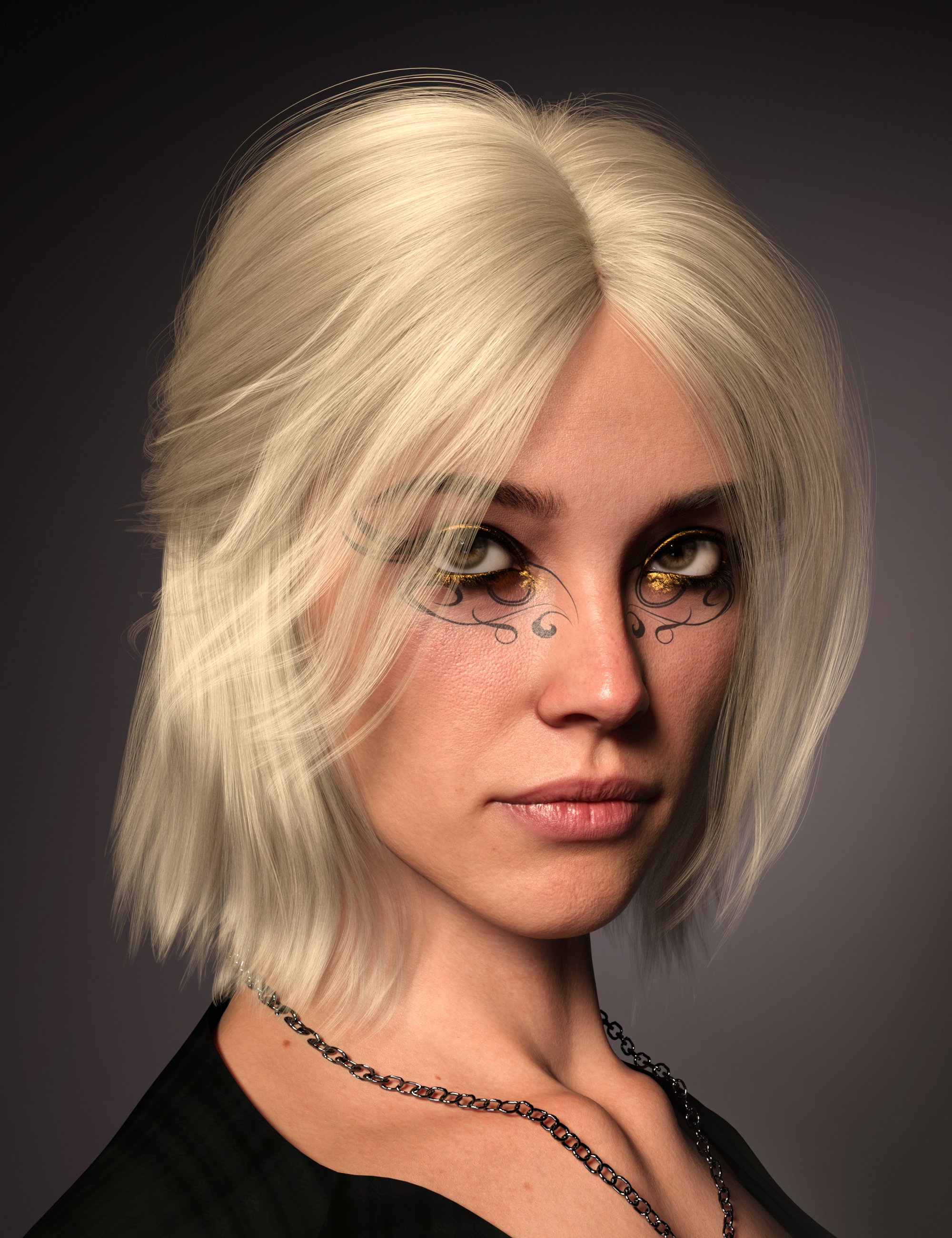 FE Half Ponytail Hair for Genesis 9 by: FeSoul, 3D Models by Daz 3D