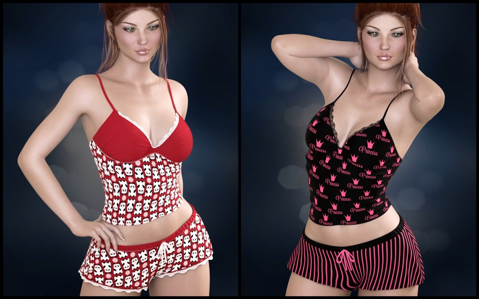 Private Moments: Sweetie PJ Set for Genesis 3 Females by: 3-D Arena, 3D Models by Daz 3D
