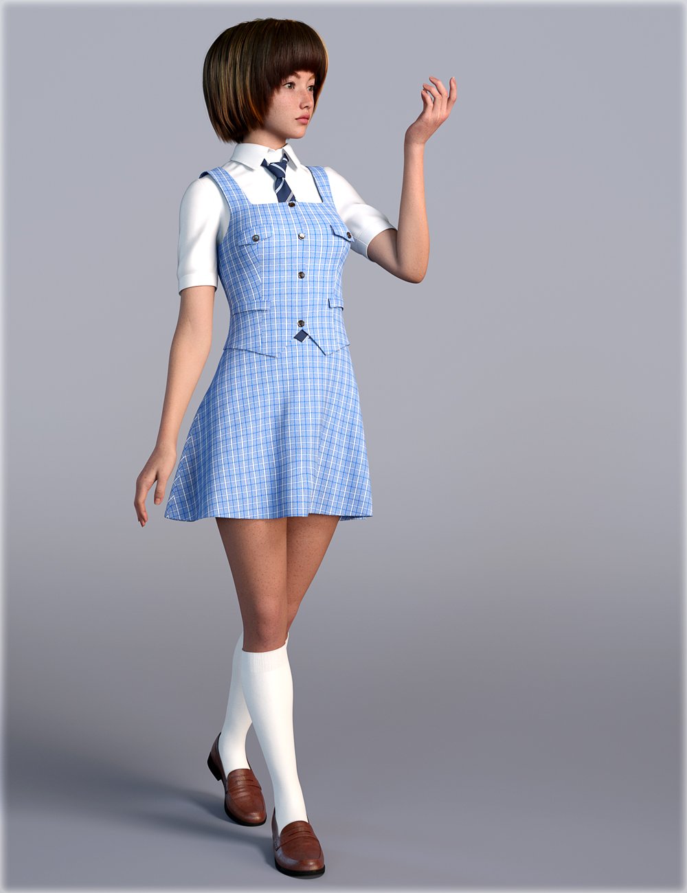 dForce HnC24 Prep School Uniform V1 for Genesis 9 by: IH Kang, 3D Models by Daz 3D