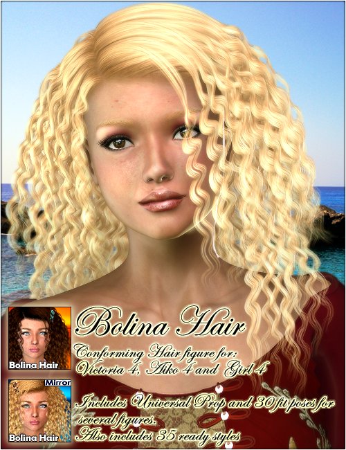 Bolina Hair by: 3DreamMairy, 3D Models by Daz 3D