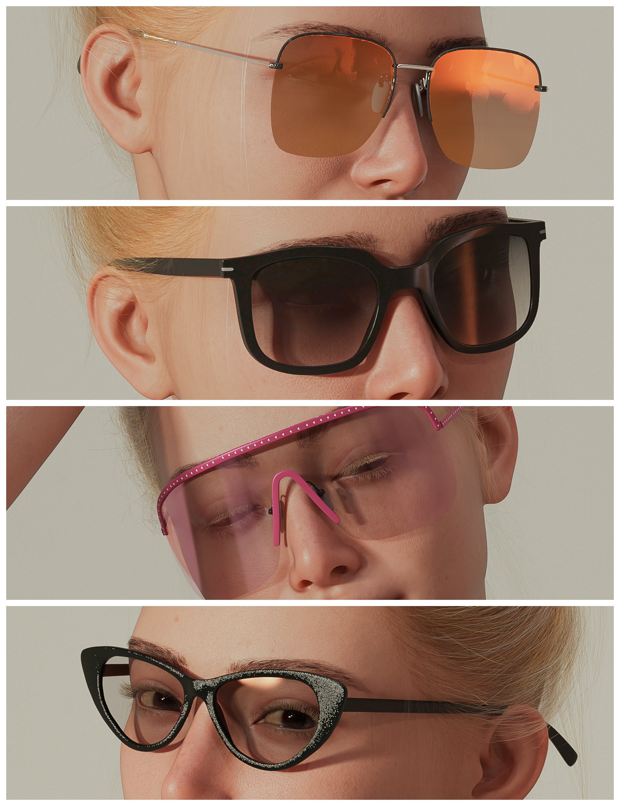 BW Beach Shades Set for Genesis 9 by: Beautyworks, 3D Models by Daz 3D