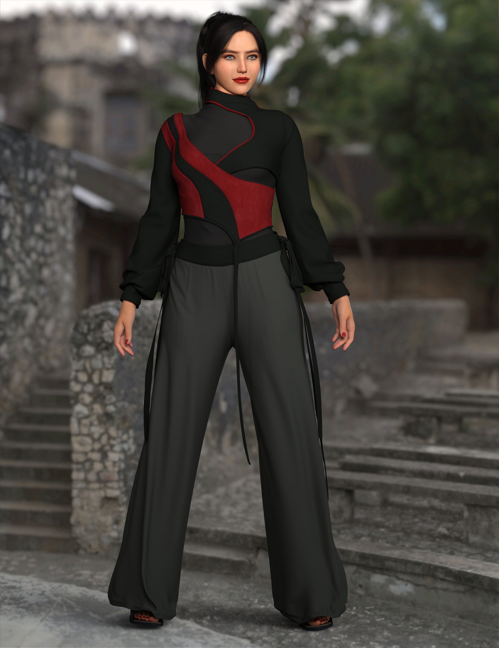 dForce Mai Outfit for Genesis 9 by: Nelmi, 3D Models by Daz 3D